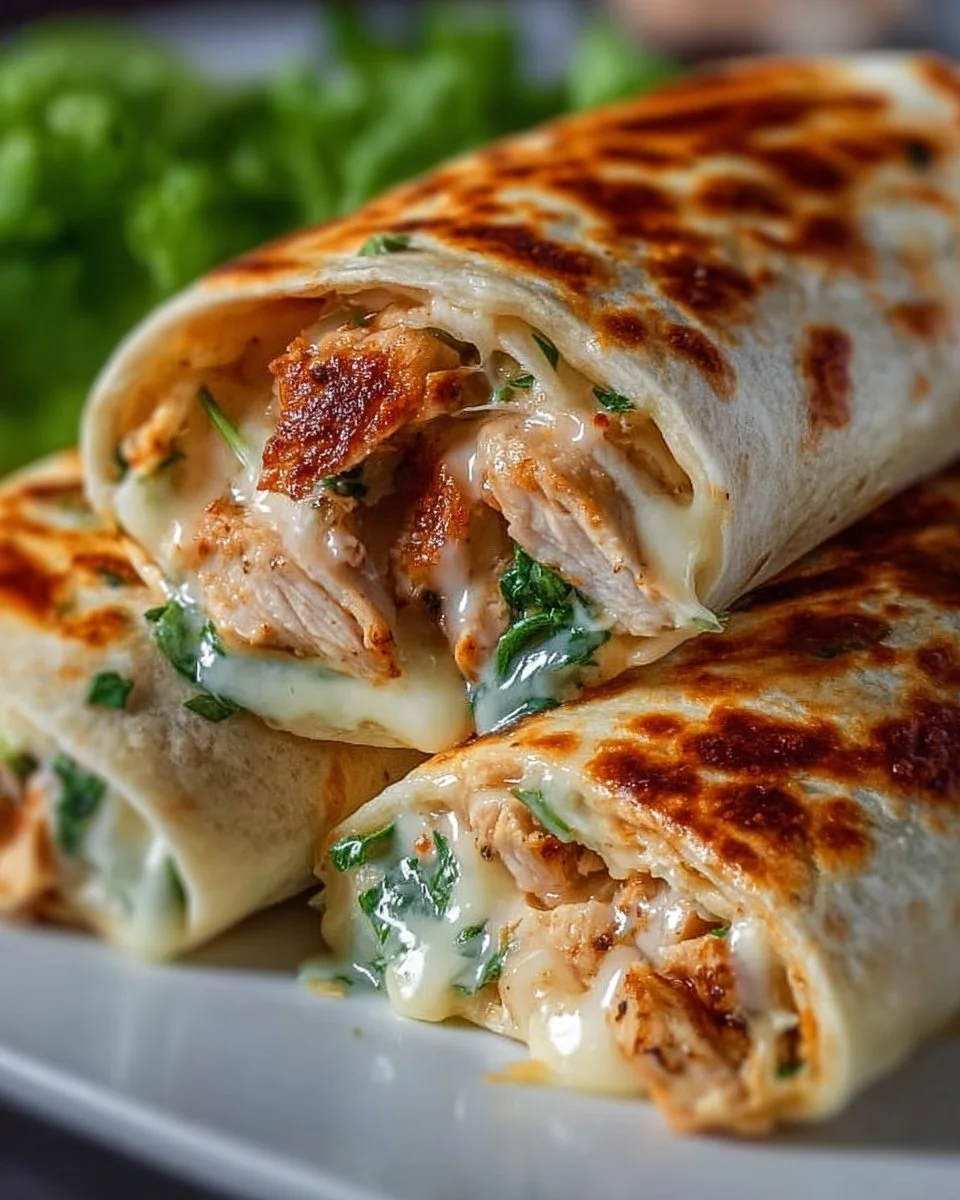 Cheesy Garlic Chicken Wraps